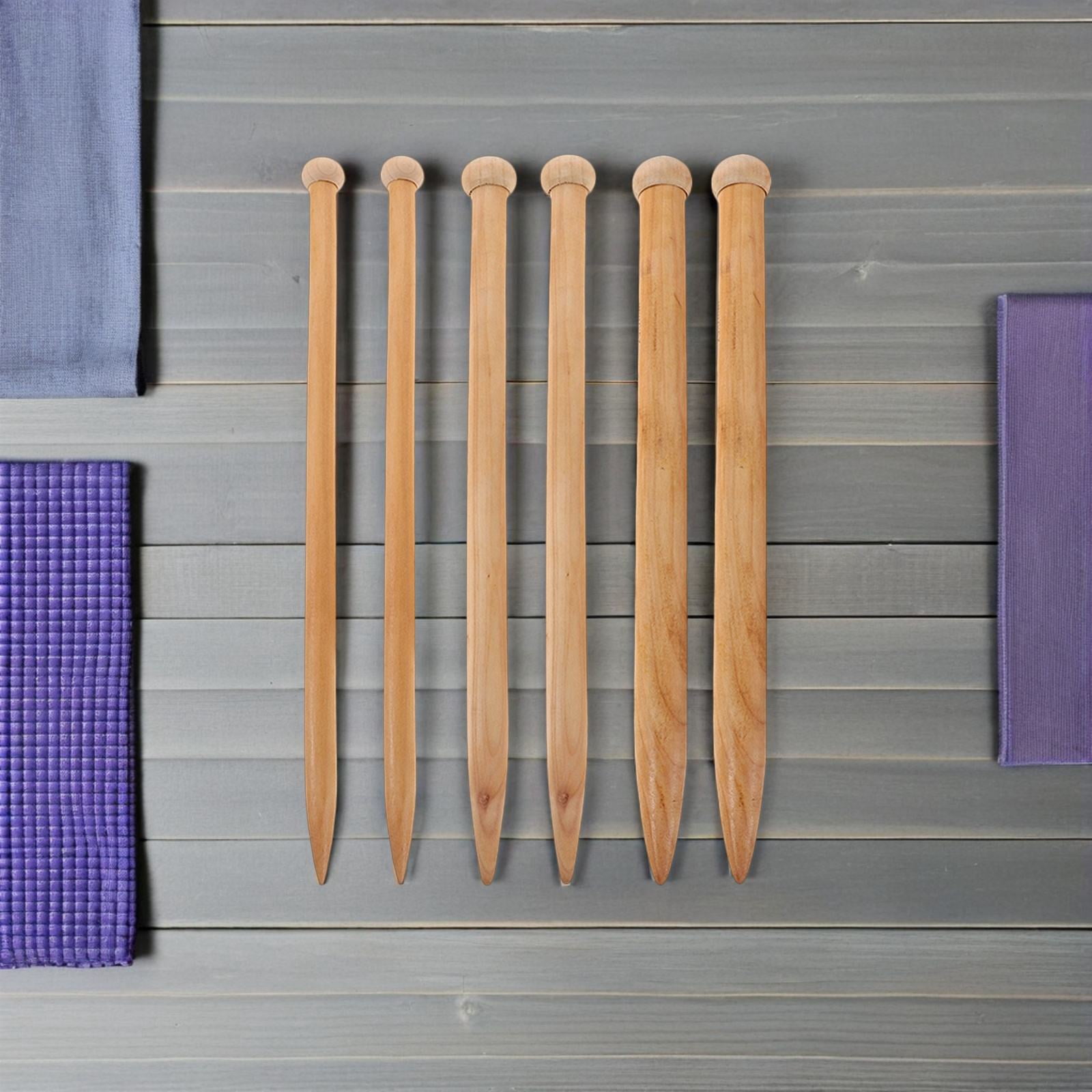 Amosfun 6-Piece Ergonomic Wooden Knitting Needles Set for Handmade Blankets and Crafts
