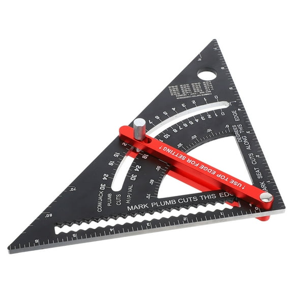 Amosfun Black Aluminum Alloy Carpenter Triangle Ruler with Adjustable Angle Scale