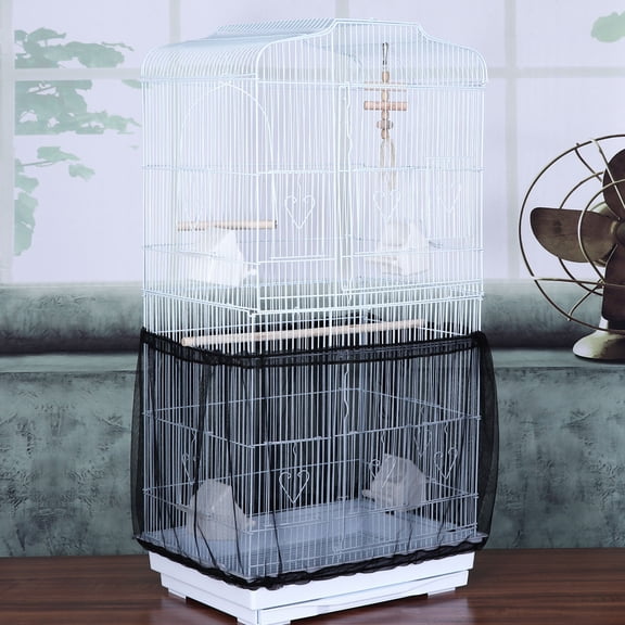 Amosfun Bird Cage Bottom Cover Black Mesh Wrap Protects Against Food Scatter and Dust