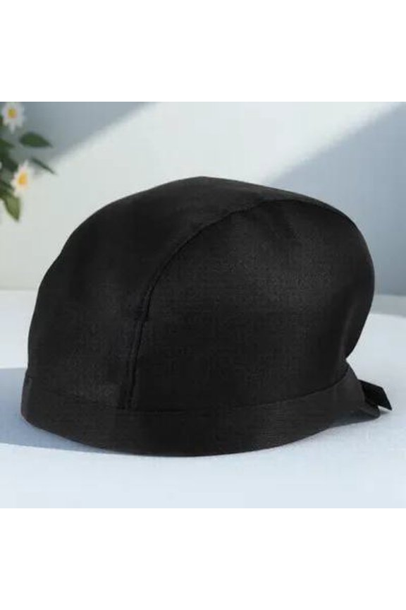 Adjustable Black Catering Skull Cap Chef Hat Made of Canvas Material