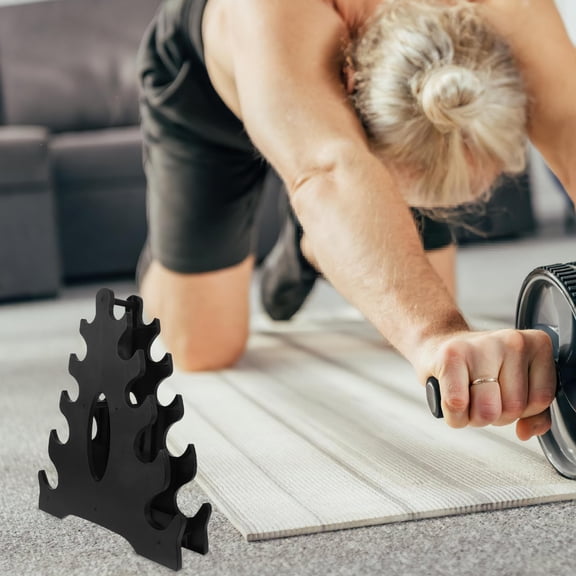 Amosfun Black Dumbbell Stand for Home Gym with Durable PVC Material and Sturdy Structure