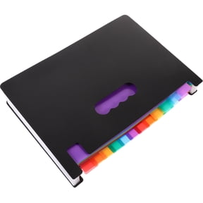 Amosfun Black Accordion File Organizer with Multi-Grid Design for Efficient Receipt and Document Filing