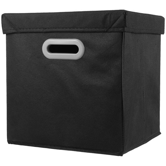 Amosfun Collapsible Fabric Storage Box Black with Handles for Sundries