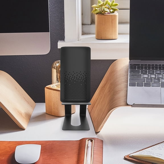 Amosfun Black Metal Desktop Speaker Stand Compatible with Computer Speaker for Decoration and Sound Enhancement