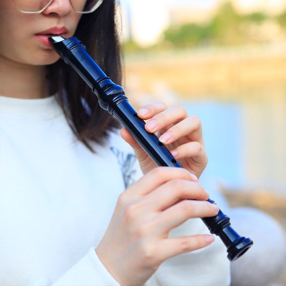 Amosfun Black Plastic Recorder 8 Hole Traditional Flute with German Machine Cutting and Cleaning Rod