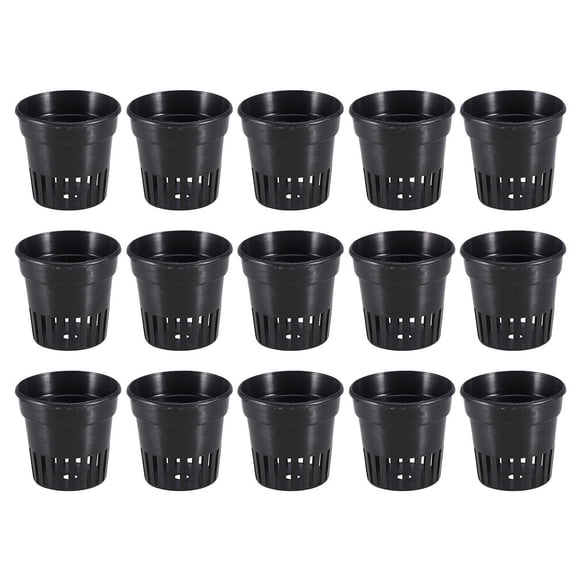 Amosfun Black Slotted Plastic Garden Net Cups for Healthy Root Growth, 15 Pieces Plant Pots