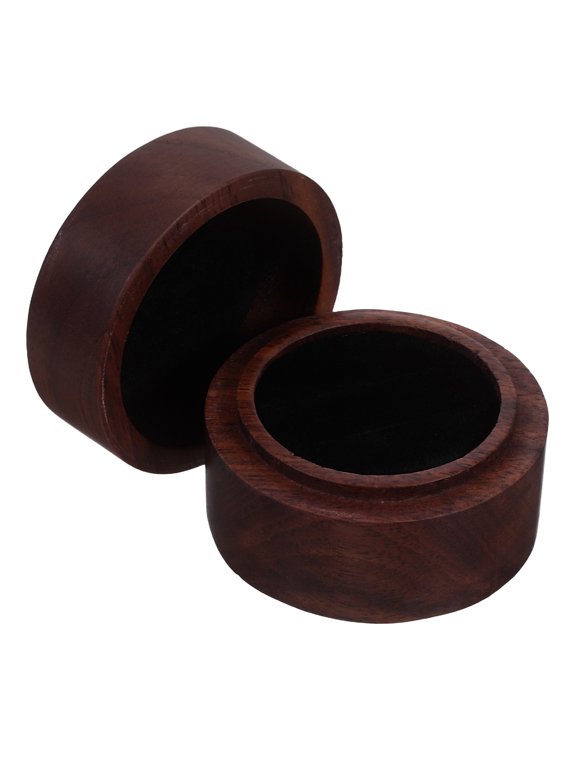 Handmade Wooden Ring Box with Lid Black Wood Case for Proposal Storage