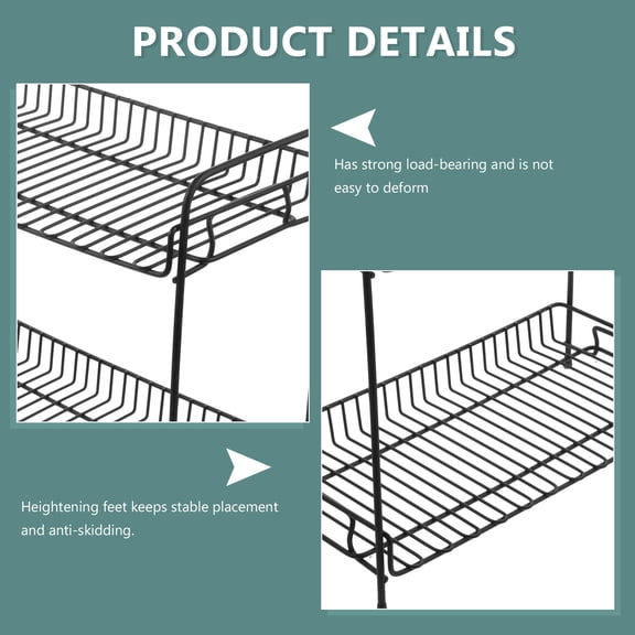 Amosfun Black Wrought Iron Storage Shelf Rack with Iron Paint for Kitchen Bathroom Bedroom