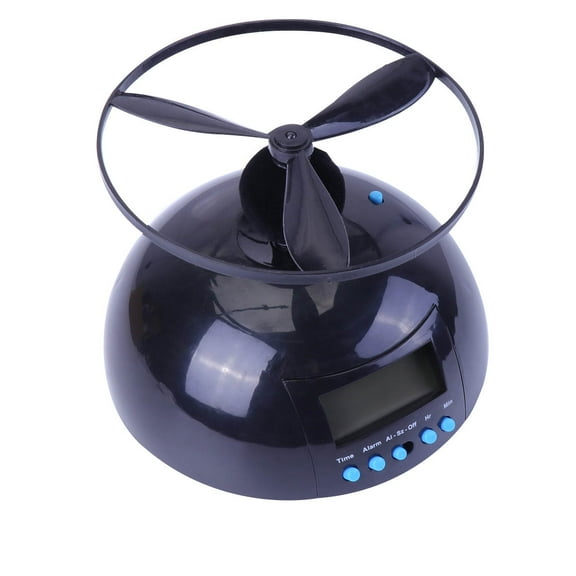 Amosfun Flying Alarm Clock Black with Loud Helicopter Sound and LED Screen for Home Use