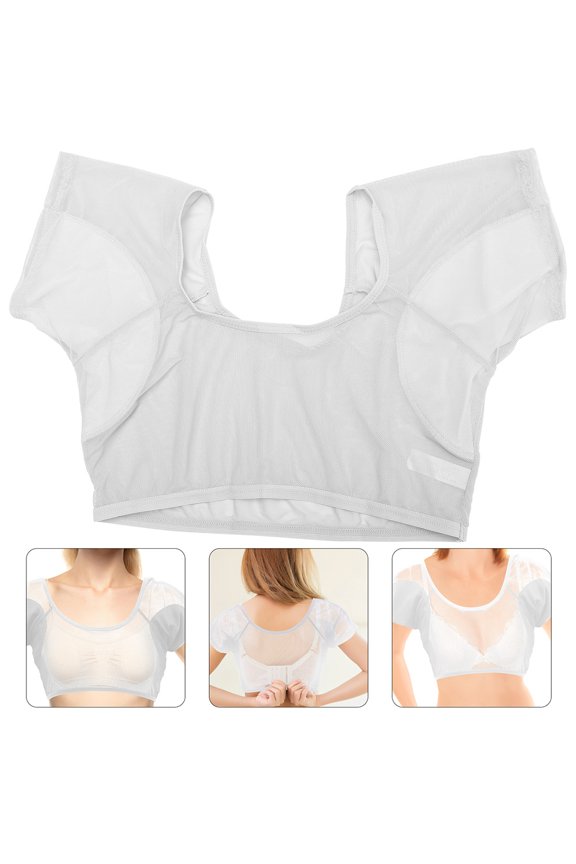 Breathable White Sweat Proof Undershirt for Woman with Mesh for Running Yoga
