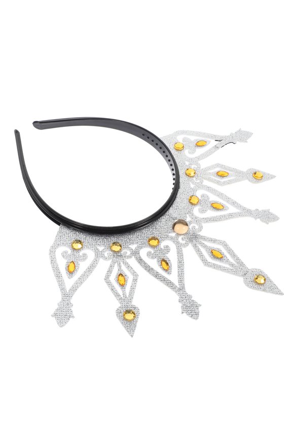Bridal Rhinestone Crown Hairband Plated Silver Vintage Tiara for Wedding and Decoration