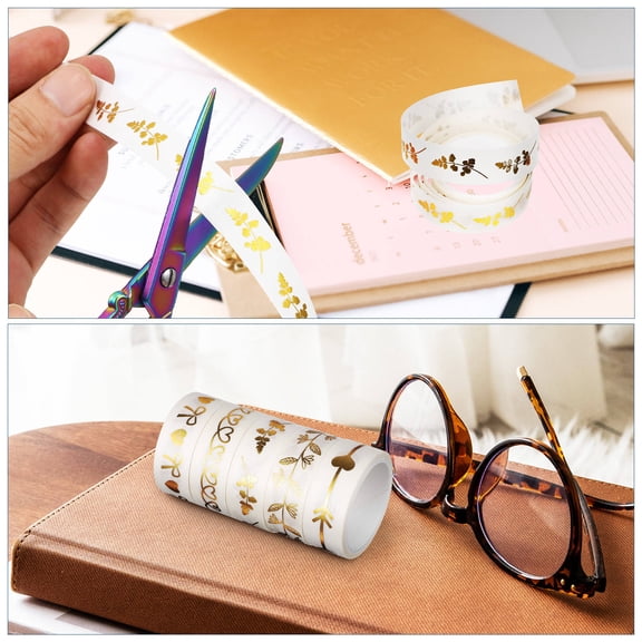 Amosfun Bronzing Washi Tape Set with Clear Patterns for Decorating Scrapbooks and Diaries