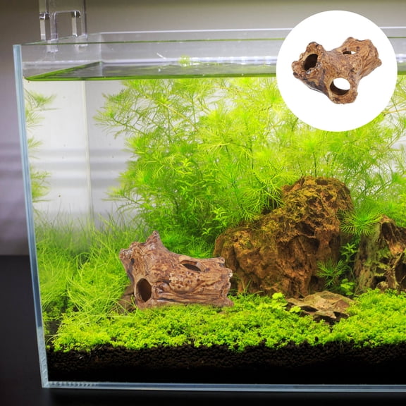 Amosfun Brown Ceramic Fish Tank Hideout for Aquarium Decor with Natural Cave Design