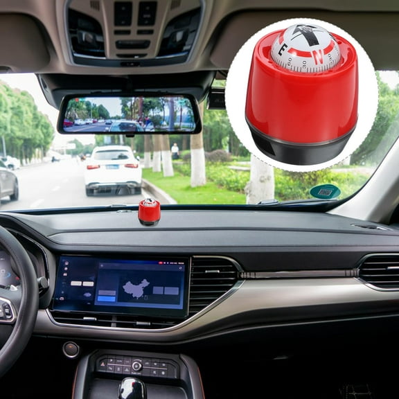 Amosfun Red Car Compass Dashboard Mount with Self Adhesive for Easy Installation