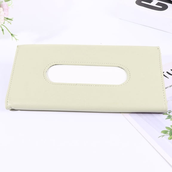 Amosfun Car Visor Beige Tissue Box Holder Elastic Band Hanging Case for Truck Boat Rv