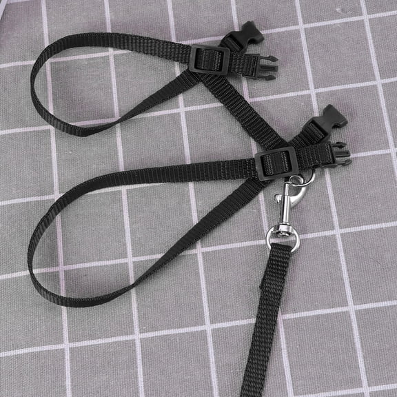 Amosfun Adjustable Cat Harness and Leash Set Protect Trachea Polyester Black 1Set