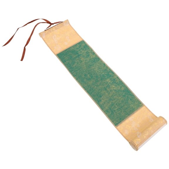 Amosfun Green Calligraphy Blank Scroll for Painting Durable Wear Resistant Cloth and Paper Material
