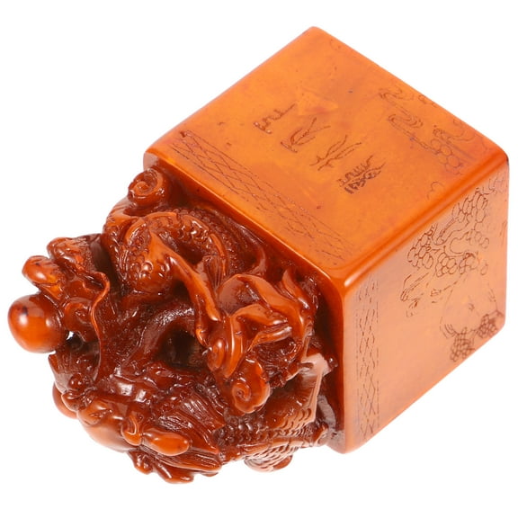 Amosfun Handmade Orange Stone Stamp for Name and Scrapbook Crafts with Stone Material