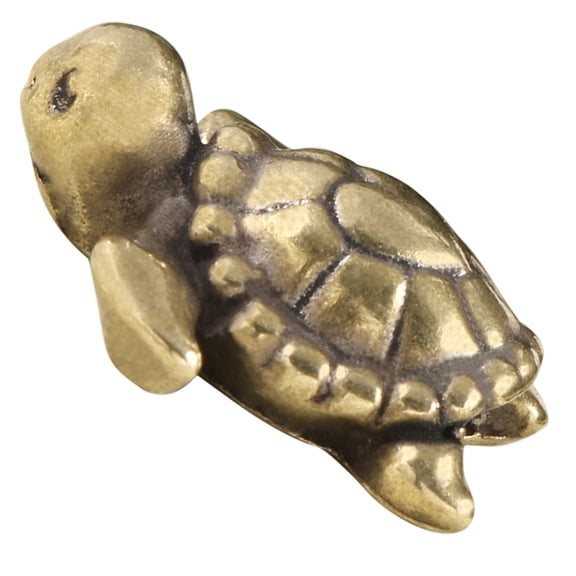 Amosfun Plated Gold Antique Brass Turtle Figurine Heart Shape Turtle for Office Decor