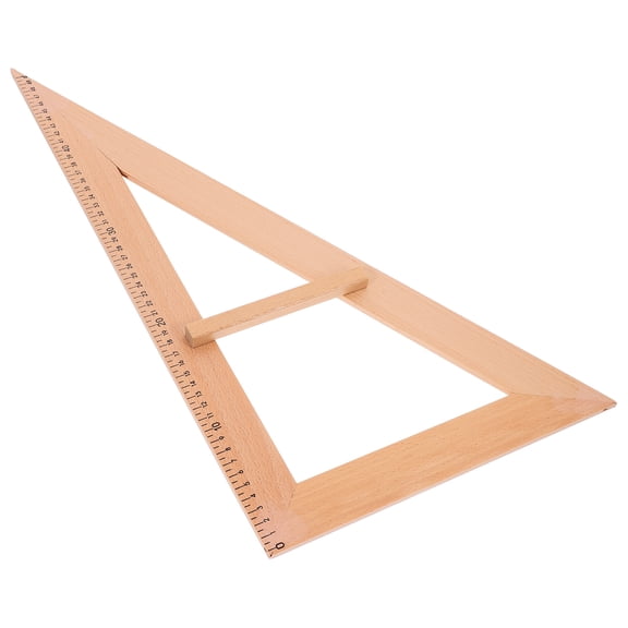 Amosfun Golden Wooden Teaching Ruler Large Geometric Drawing Tool for Home Classroom Use