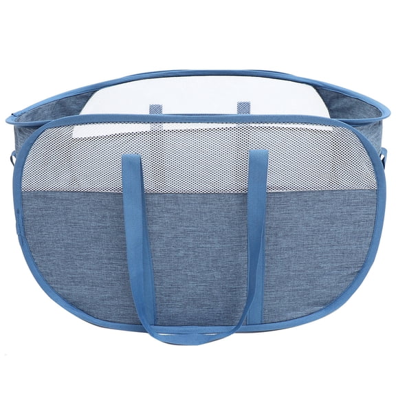 Amosfun Dark Blue Cationic Cloth Laundry Basket with Handles for Portable Storage