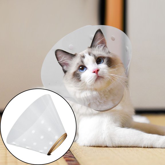 Amosfun Comfortable Cat Recovery Collar Plastic Cone Protect Wounds 1Set for Surgery