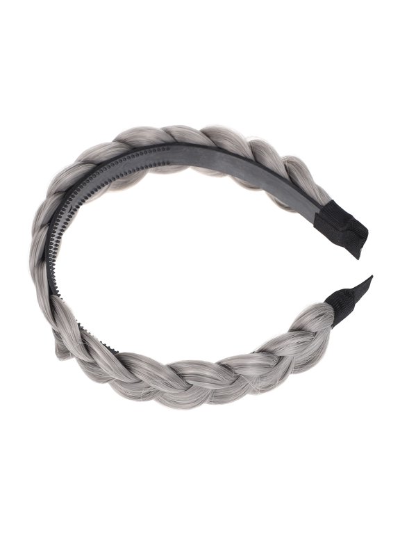 Grey Hair Headband, High Temperature Fiber Braid Wig Hairband, Fashion Hair Accessory for Women, Daily Decor
