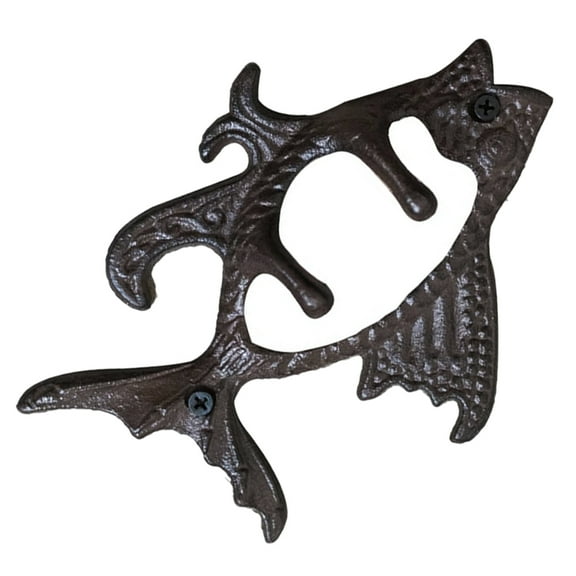 Amosfun Cast Iron Fish Wall Hook Coffee Vintage Decorative Organizer for Garden Patio