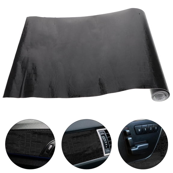 Amosfun Crocodile Texture Vinyl Wrap Easy Installation Black for Car Interior Upgrade 1Pack