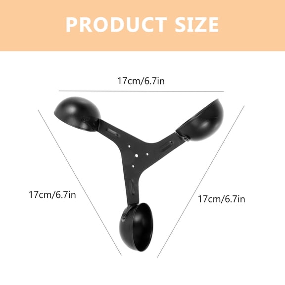 Amosfun Cups Wind Anemometer 360 Degree Measurement Black Aluminum Alloy 1Pcs
