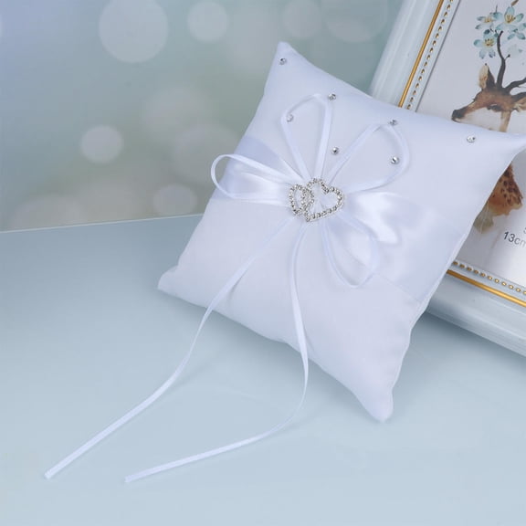 Amosfun Cushion Wedding White Ring Bearer Pillow for Brides Wedding Ceremony 1Pcs