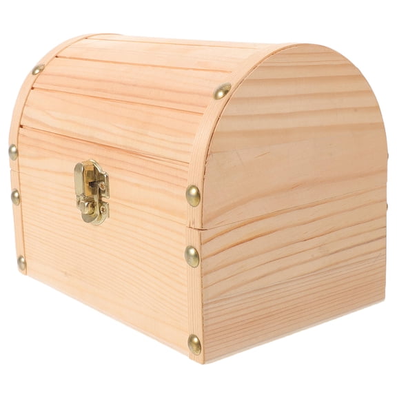 Amosfun Decorative Beige Wooden Storage Trunk with Lid Retro Style for Home and Studio Photography