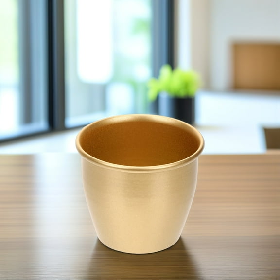 Amosfun Golden Metal Flower Pot for Indoor Plants Modern Chic Planter for Succulents and Small Garden Plants