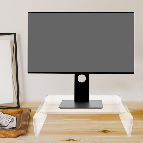 Amosfun Desk Risers for Monitors Acrylic Transparent Height Adjustment Home Office 1Pcs Back to School