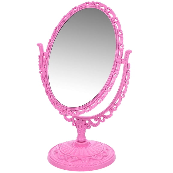 Amosfun Premium Pink Rotating Vanity Mirror with Detachable Base and High Definition Magnification