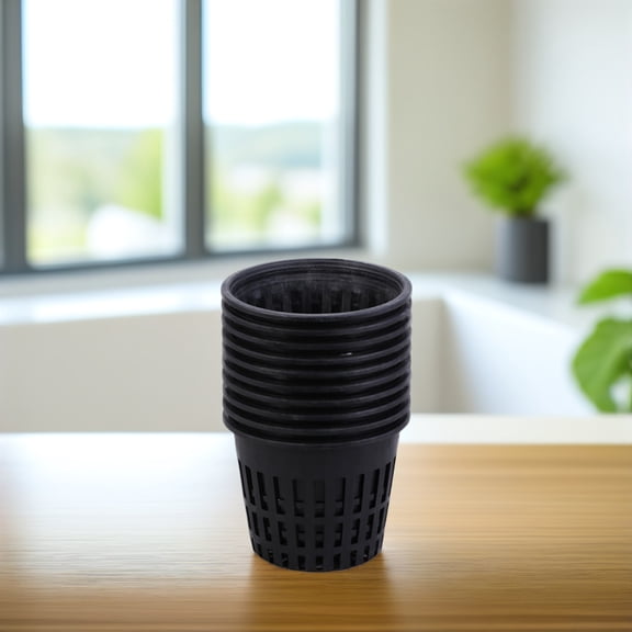 Amosfun Durable Black Plastic Planting Net Pots for Home Gardening 20Pcs