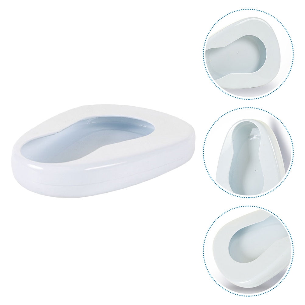 Amosfun Durable Enamel Bedpan Portable Urinal for Indoor Use Bedridden Individuals