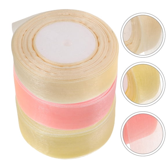Amosfun Sheer Organza Ribbon Rolls for Cake Decorating and Wrapping, and Colorful Assorted Ribbon Set