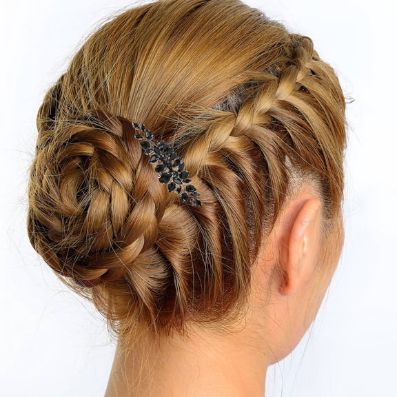 Amosfun Black Crystal Bridal Hair Comb with Rhinestone Pins, Elegant Wedding Accessory for Formal Events and Special Occasions