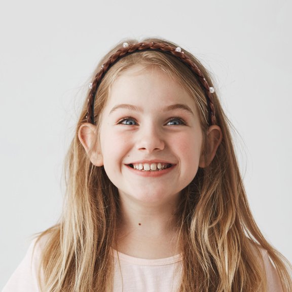 Amosfun Elegant Fishbone Braid Headband Light Brown High Temperature Silk 1Pcs