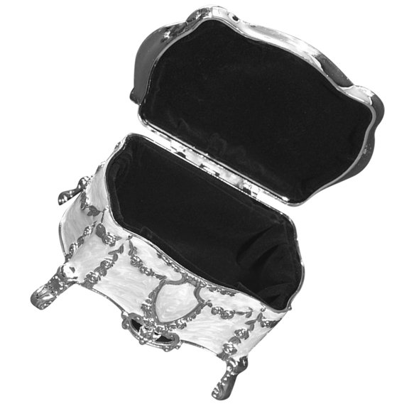 Amosfun White Metal Jewelry Storage Box with Footed Design for Elegant Trinket Organization