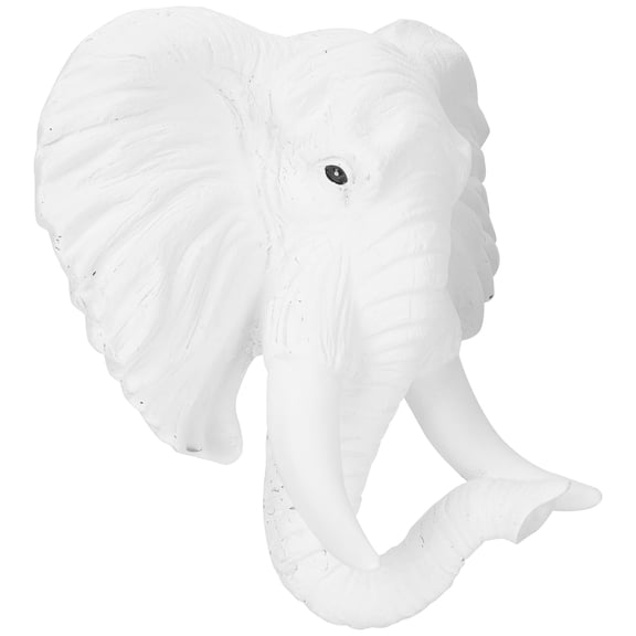 Amosfun Simulation Elephant Head Wall Art Craft White Resin for Home Decor