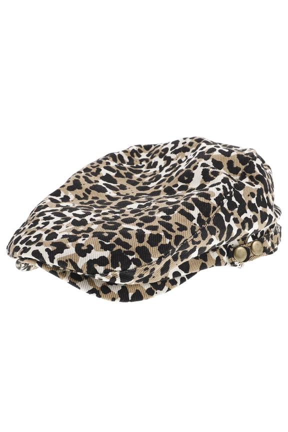 Leopard Print Newsboy Hat Adjustable French Style Flat Cap for Chic Everyday Wear