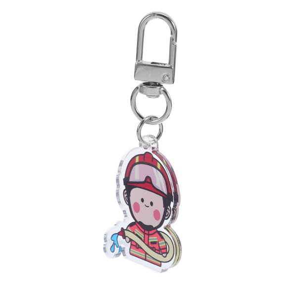 Amosfun Firefighter Keychain with Cute Design, Zinc Alloy and Acrylic for Keys, Backpacks, Bags, and Daily Use