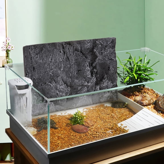 Amosfun Fish Aquarium Backgrounds Reptile Wall Background Black PU 1Pcs