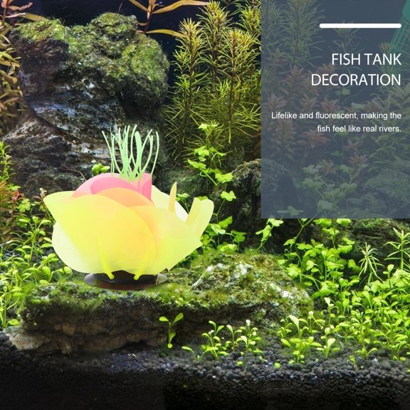 Amosfun Fish Tank Decorations Yellow Artificial Lotus Flower Aquarium Landscaping Decor with Fine Craftsmanship