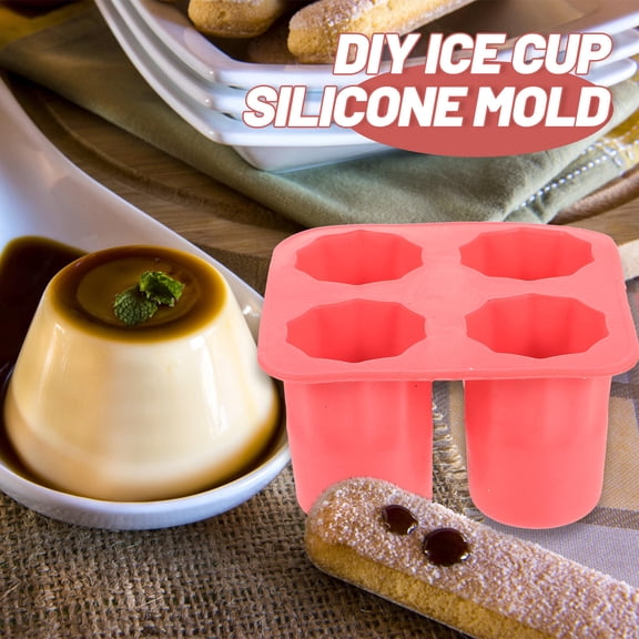 Amosfun Silicone Ice Cube Mold Red Flexible Tray for Home Use Pudding Chocolate Gelatin