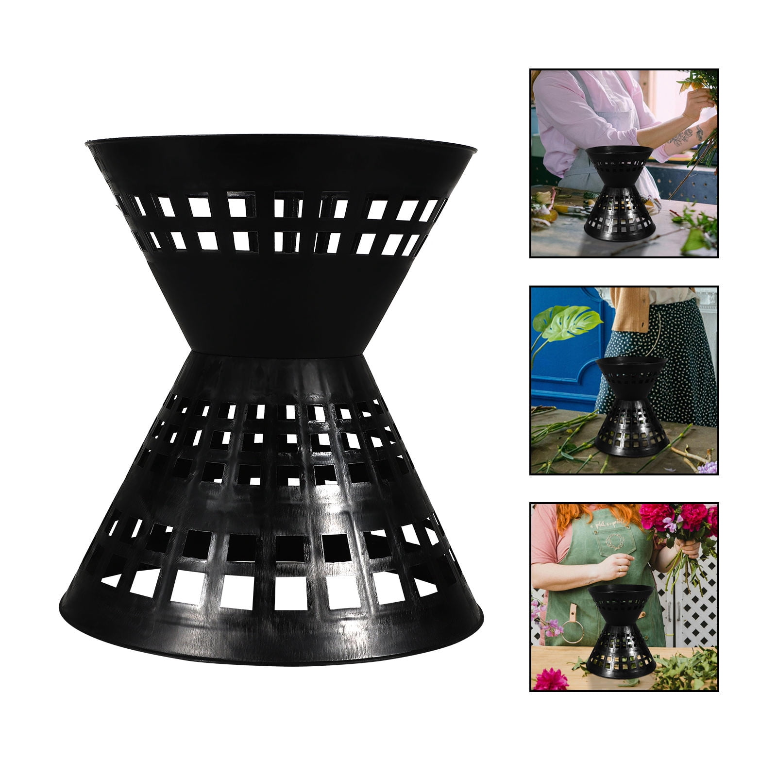 Amosfun 4-Pack Black Plastic Flower Arrangement Bases for Wedding Bouquets and Floral Fixing Accessories