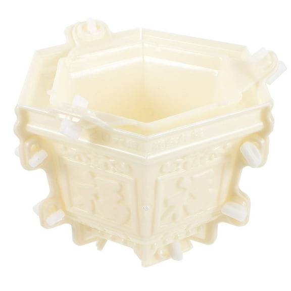 Amosfun DIY Hexagonal Planter Mold in Beige Plastic for Concrete Flower Pot Making Crafts