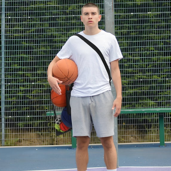 Amosfun Sturdy Black Mesh Sports Equipment Bag with Drawstring Closure